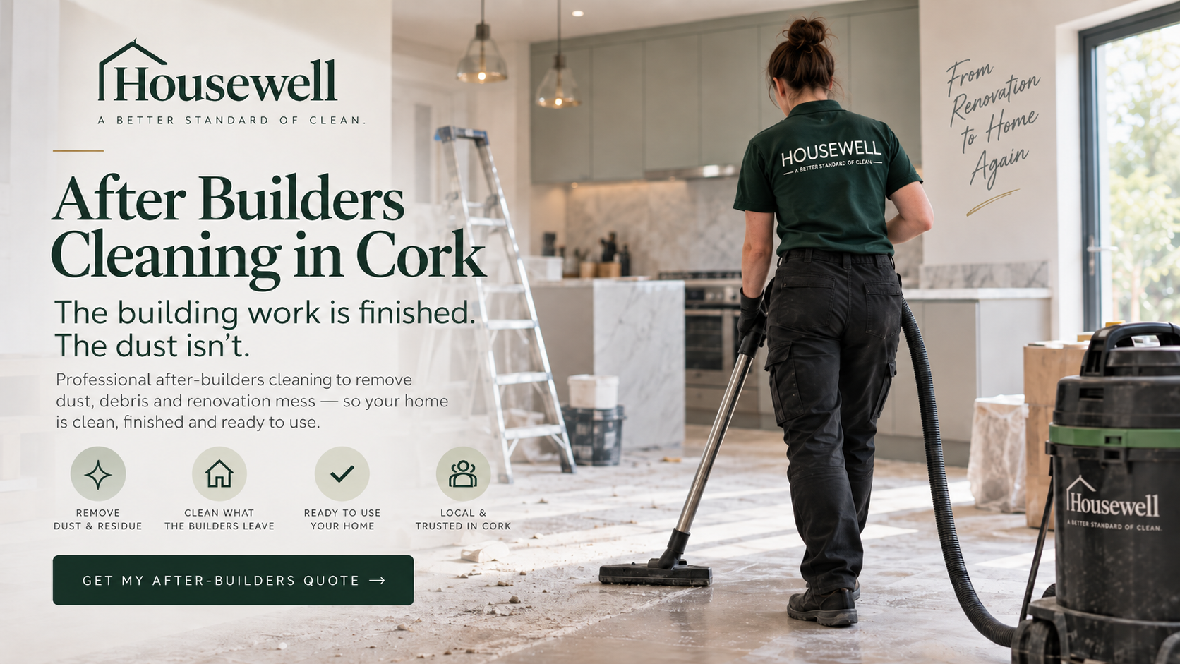 Housewell after builders cleaning service in Cork removing post-renovation dust and debris